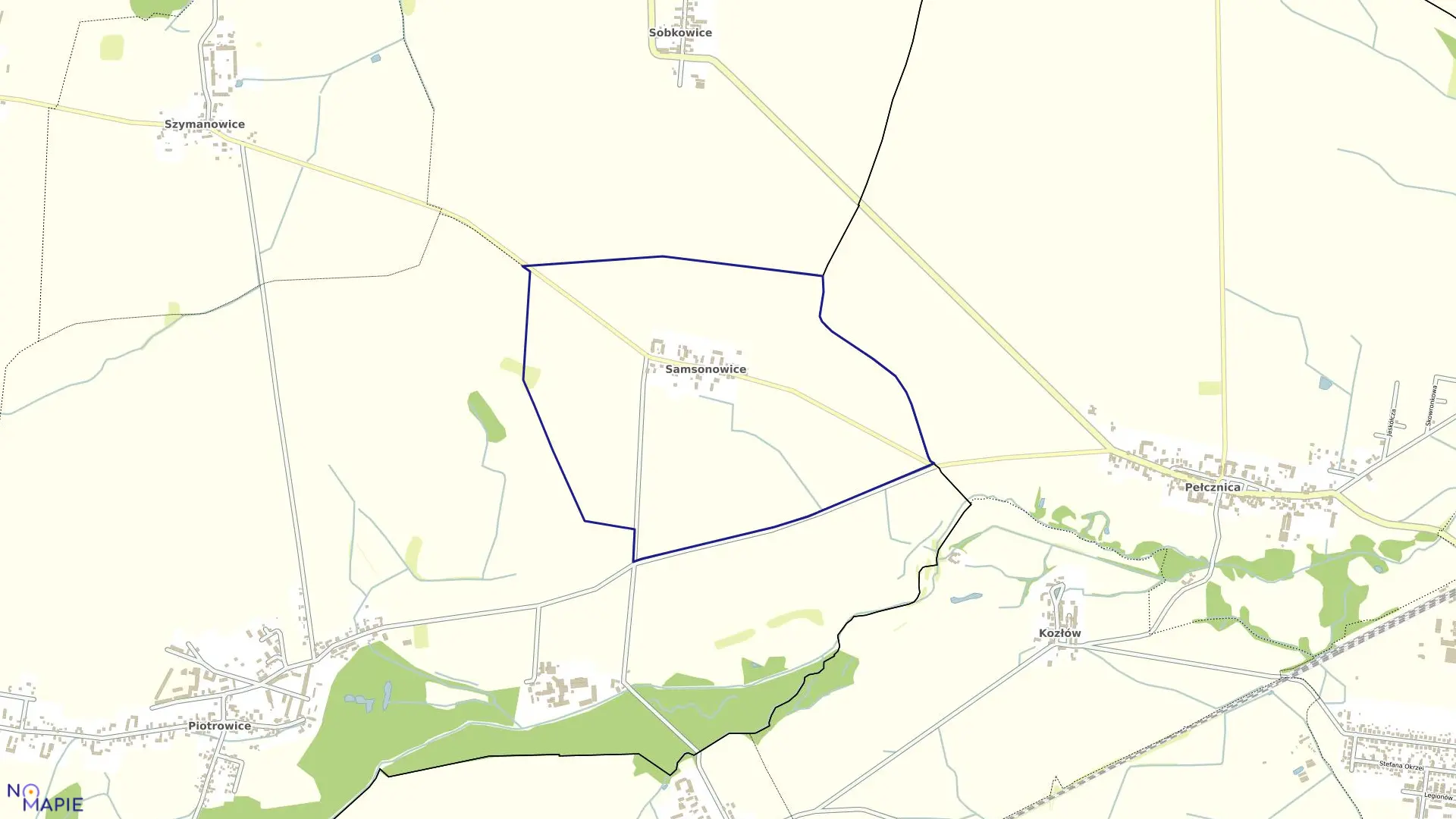 Mapa obrębu Samsonowice w gminie Kostomłoty