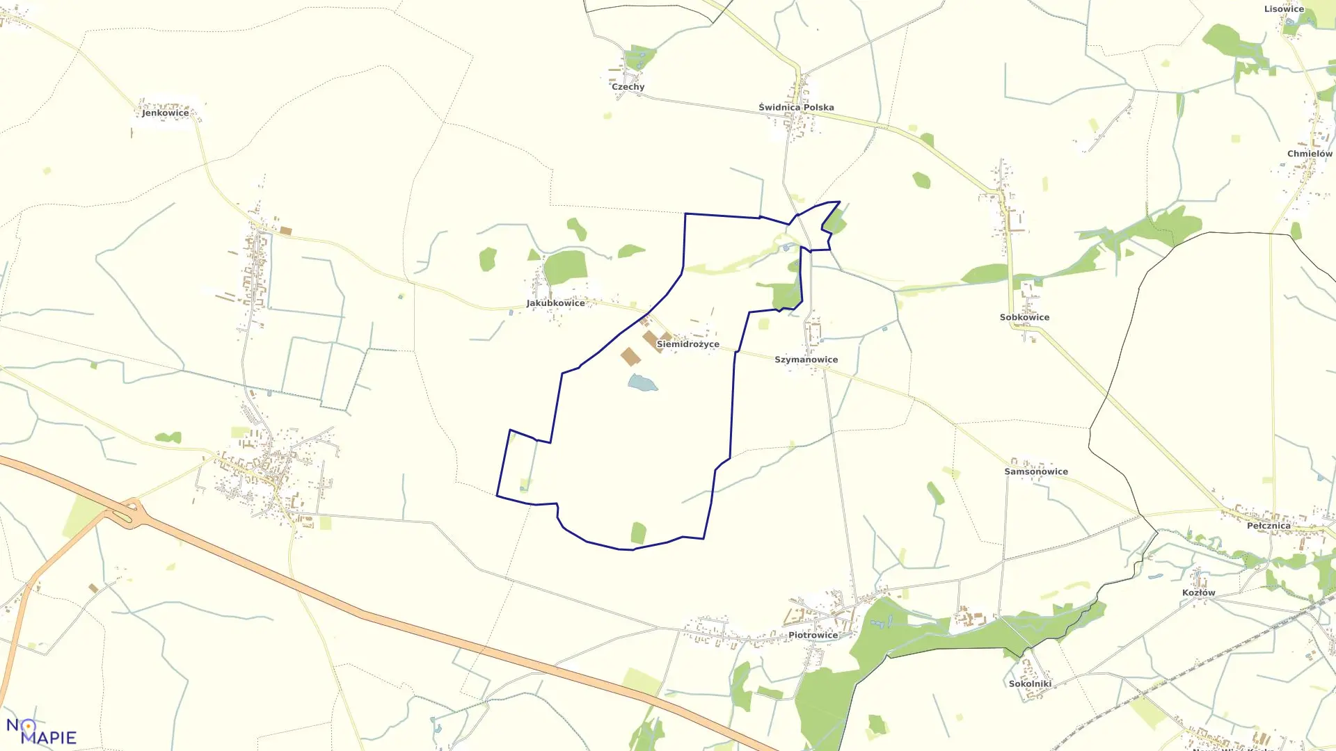 Mapa obrębu Siemidrożyce w gminie Kostomłoty