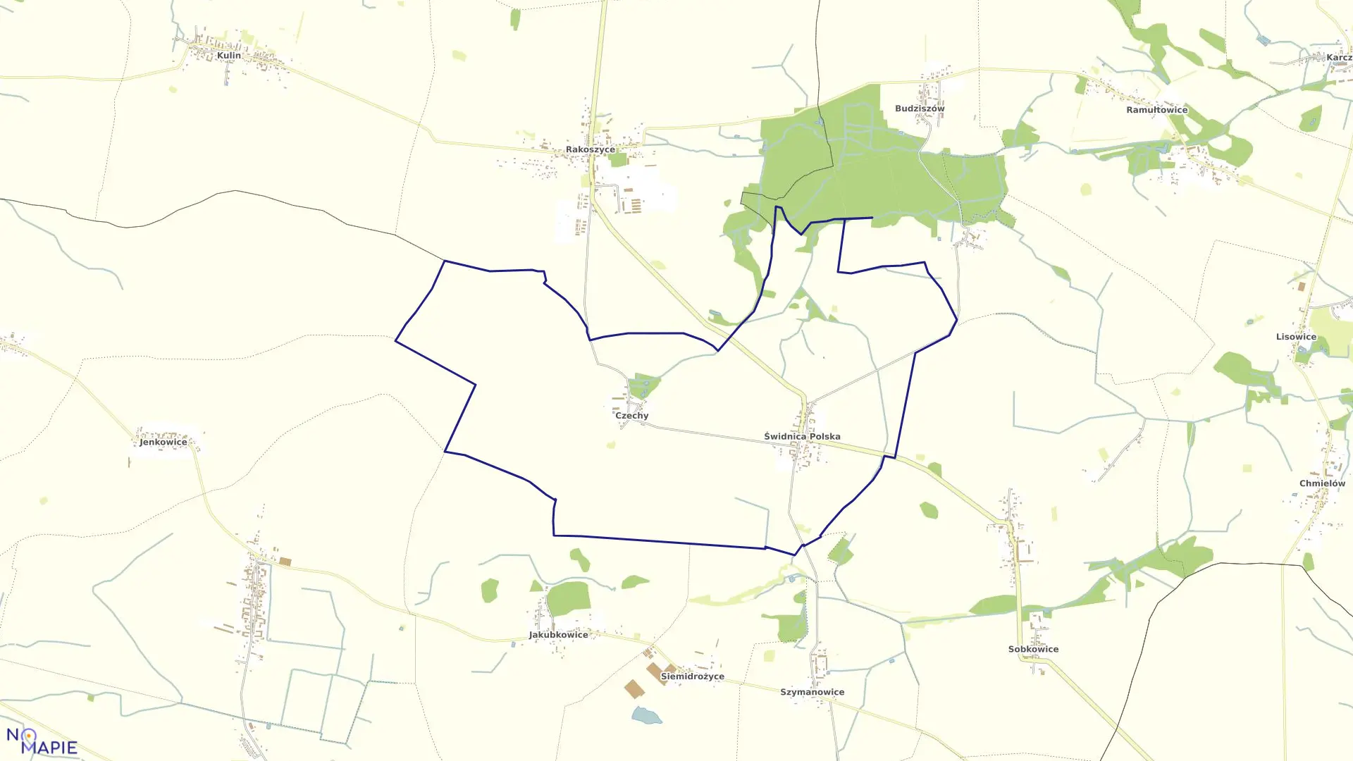 Mapa obrębu Świdnica Polska w gminie Kostomłoty